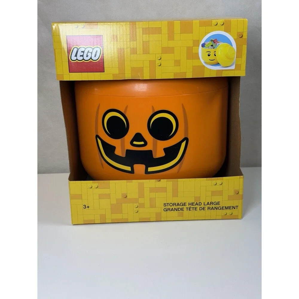 LEGO Pumpkin Storage Head Large Orange Jack O Lantern Halloween Container